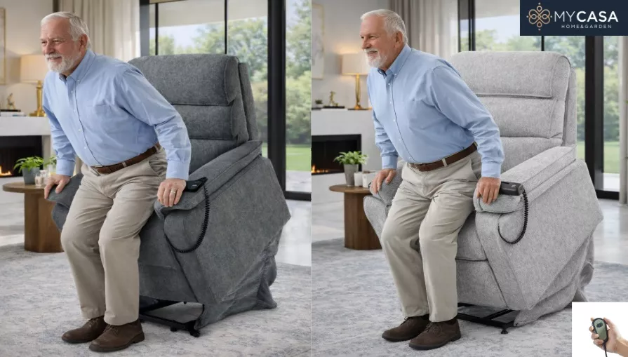 כורסת קימה חשמלית COMFY EASY LIFT צבע אפור בהיר ***אריזה פגומה