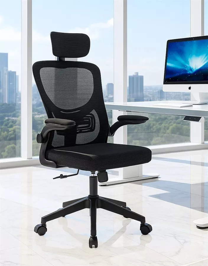 כסא מנהלים עם ידיות מתכווננות ומשענת ראש דגם XP-32 צבע שחור  ***ללא אריזה מקורית