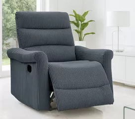 כורסת טלוויזיה מרופדת עם ריקליינר נשלף דגם EasyComfort צבע אפור כהה מתצוגה ועודפים mycasa