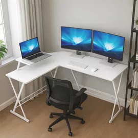 עמדת מחשב פינתית רחבה דגם DYNAMIC צבע לבן מתצוגה ועודפים mycasa