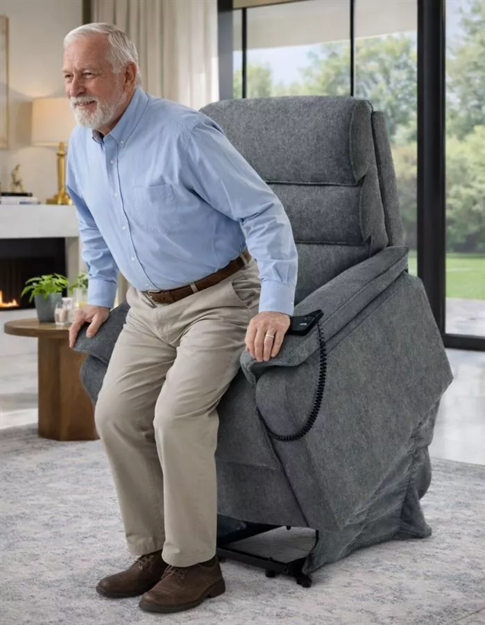כורסת קימה חשמלית COMFY EASY LIFT צבע אפור כהה ***אריזה פגומה