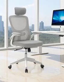 כסא מנהלים עם ידיות מתכווננות ומשענת ראש דגם XP-32 צבע לבן-אפור במכירה מוקדמת 21 ימי עסקים mycasa