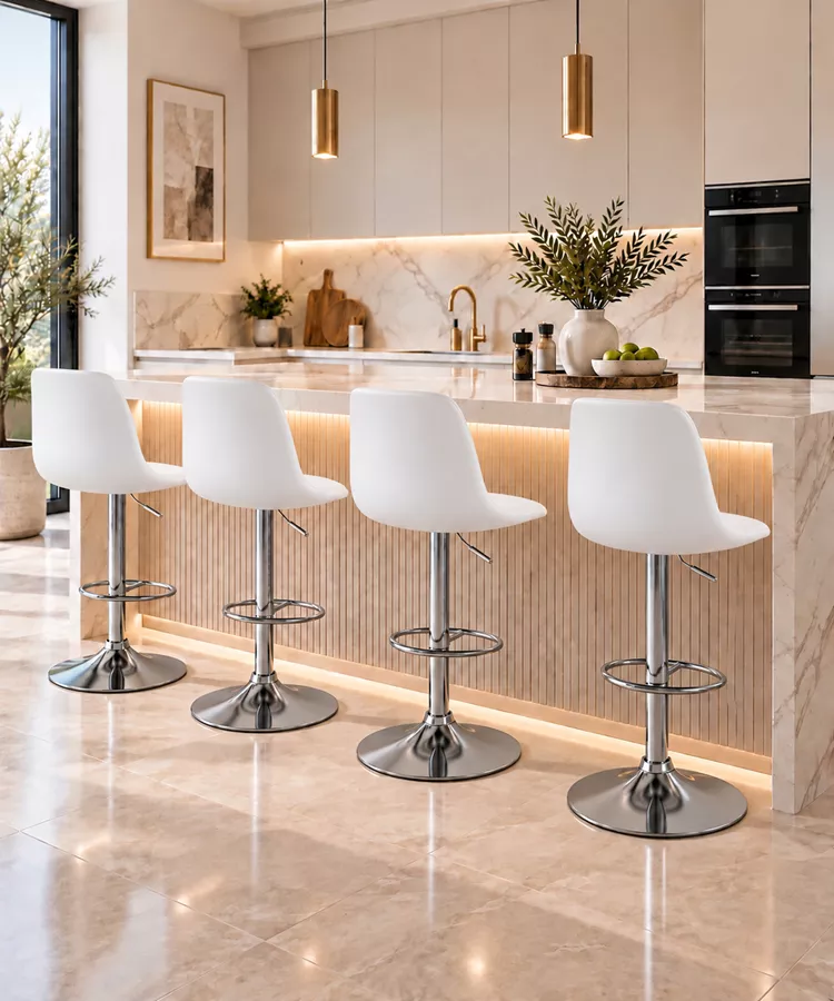 זוג כסאות בר ELEGANT צבע לבן ***במכירה מוקדמת 30 ימי עסקים