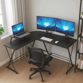 עמדת מחשב פינתית רחבה דגם DYNAMIC צבע שחור ***ללא אריזה מקורית מתצוגה ועודפים mycasa