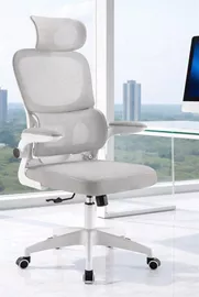 כסא מנהלים עם משענת גב וידיות מתכווננות דגם XP-40 צבע אפור לבן במכירה מוקדמת 14 ימי עסקים mycasa