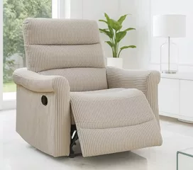 כורסת טלוויזיה מרופדת עם ריקליינר נשלף דגם EasyComfort צבע בז' מתצוגה ועודפים mycasa