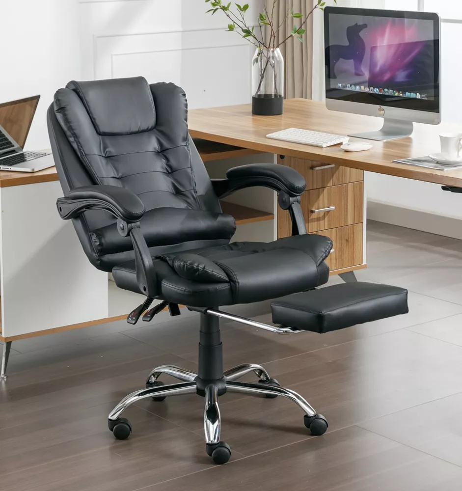 כסא מנהלים מרופד דגם MARVIN עם הדום נשלף צבע שחור מתצוגה ועודפים