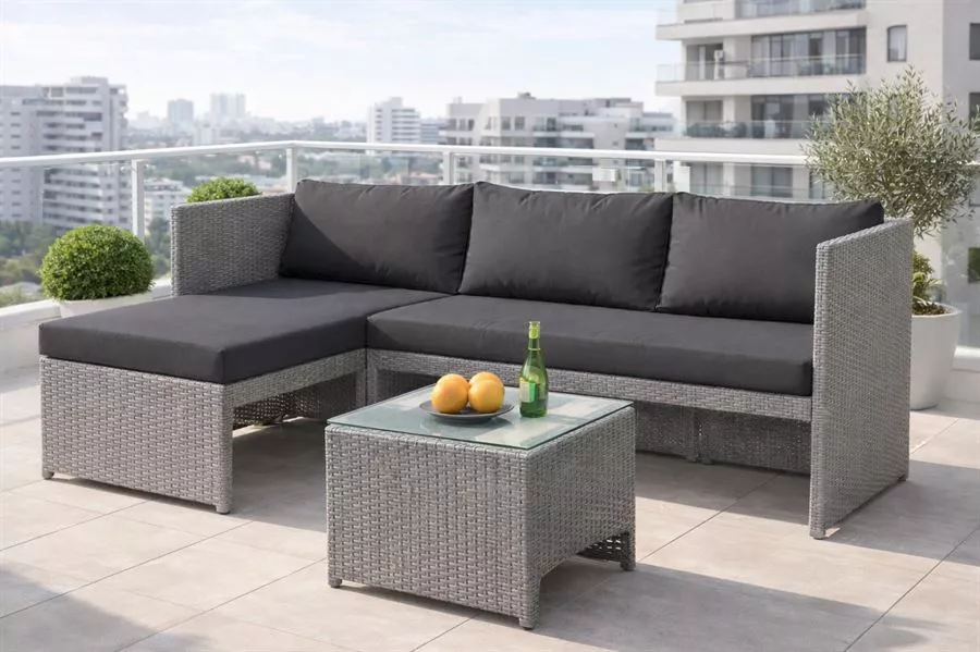 מערכת ישיבה פינתית לחצר דגם PHLIADELPHIA צבע אפור במכירה מוקדמת 21 ימי עסקים