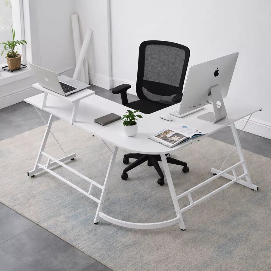 עמדת מחשב פינתית רחבה דגם DYNAMIC צבע לבן מתצוגה ועודפים