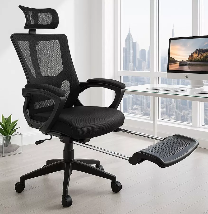 כסא מנהלים יוקרתי עם הדום נשלף דגם XP-50 צבע שחור מתצוגה ועודפים