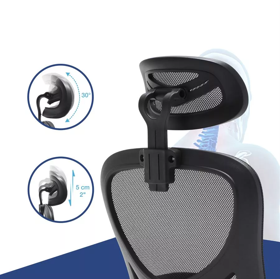 כיסא מנהלים יוקרתי דגם HI-TECH עם ידיות מתכווננות ומשענת ראש מתצוגה ועודפים