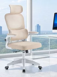 כסא מנהלים עם משענת גב וידיות מתכווננות דגם XP-40 צבע בז' לבן במכירה מוקדמת 14 ימי עסקים mycasa