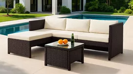 מערכת ישיבה פינתית לחצר דגם SANTA MONICA צבע חום במכירה מוקדמת 21 ימי עסקים mycasa