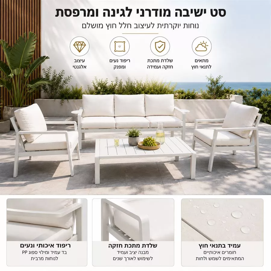 מערכת ישיבה יוקרתית לחצר דגם ASTORIA ***אריזה פגומה