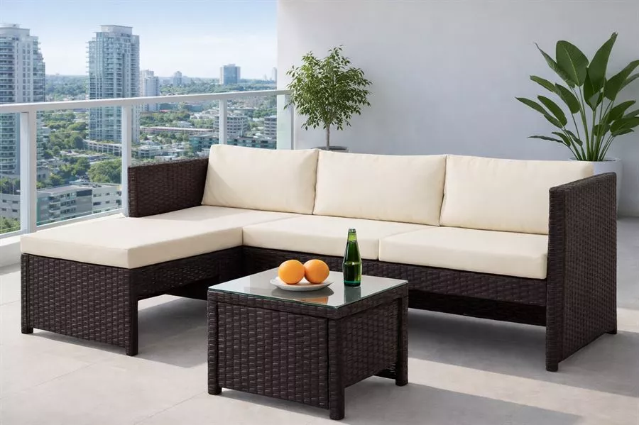 מערכת ישיבה פינתית לחצר דגם SANTA MONICA צבע חום במכירה מוקדמת 21 ימי עסקים