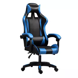 כסא גיימינג איכותי דגם PRO4 עם גב גבוה בצבע שחור כחול מתצוגה ועודפים mycasa