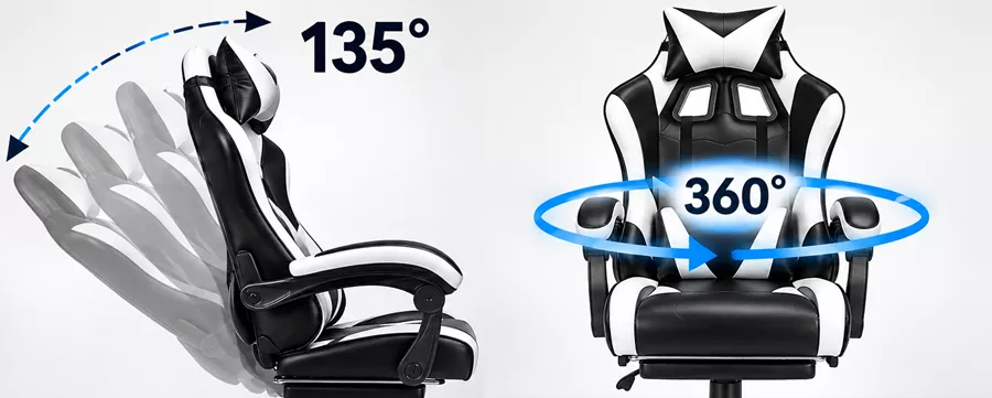 כסא גיימינג עם הדום נשלף דגם PRO14 צבע שחור לבן ***במכירה מוקדמת 21 ימי עסקים