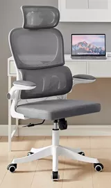 כסא מנהלים יוקרתי עם גב גבוה וידיות מתכווננות דגם TPX-10 צבע לבן בשילוב אפור מתצוגה ועודפים mycasa