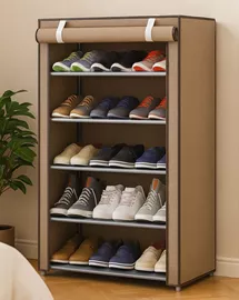 ארונית נעליים 5 קומות עם כיסוי בד ***ללא אריזה מקורית mycasa