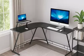 עמדת מחשב פינתית רחבה דגם DYNAMIC צבע שחור מתצוגה ועודפים mycasa