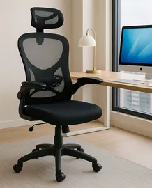 כיסא מנהלים יוקרתי דגם HI-TECH עם ידיות מתכווננות ומשענת ראש בצבע שחור מתצוגה ועודפים mycasa