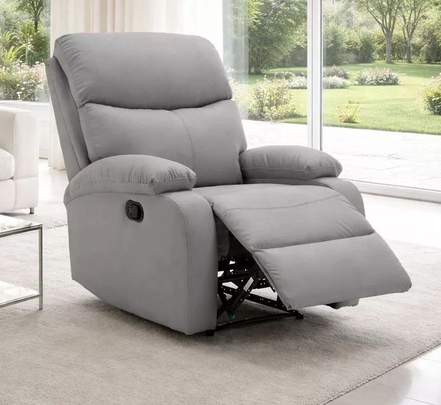 כורסת טלוויזיה מרופדת עם ריקליינר דגם Austin צבע אפור כהה ***במכירה מוקדמת 30 ימי עסקים