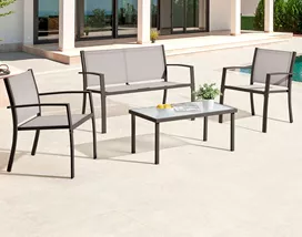 מערכת ישיבה לחצר דגם SANTORINI צבע חום מתצוגה ועודפים mycasa