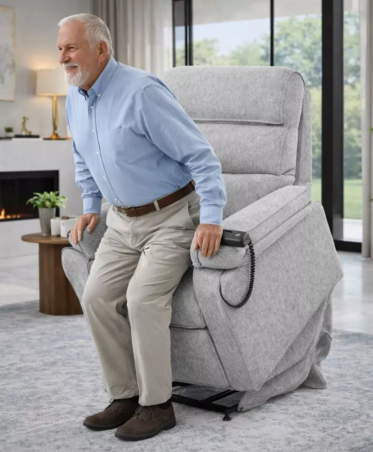 כורסת קימה חשמלית COMFY EASY LIFT צבע אפור בהיר ***אריזה פגומה