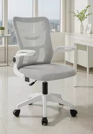 כסא מנהלים יוקרתי עם ידיות מתכווננות דגם XP-12 צבע אפור לבן מתצוגה ועודפים mycasa