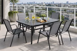שולחן לפינת אוכל + סט 6 כסאות לחצר ***אריזה פגומה mycasa