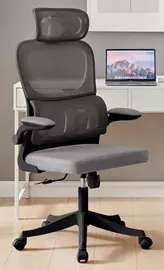 כסא מנהלים יוקרתי עם גב גבוה וידיות מתכווננות דגם TPX-10 צבע שחור בשילוב אפור מתצוגה ועודפים mycasa