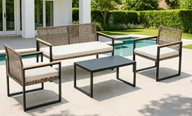 סט ריהוט גינה יוקרתי דגם Santa Monica צבע חום ***ללא אריזה מקורית mycasa