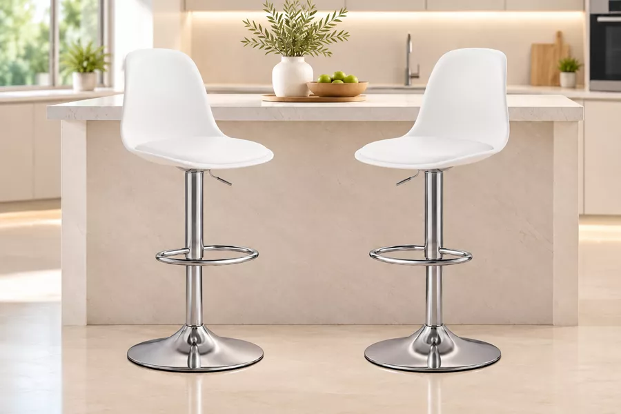 זוג כסאות בר ELEGANT צבע לבן ***במכירה מוקדמת 30 ימי עסקים